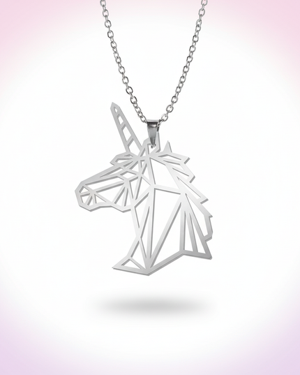 unicorn head necklace - white-bg
