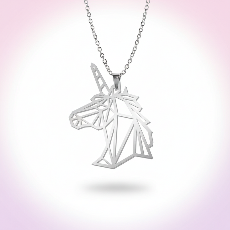 unicorn head necklace - white-bg