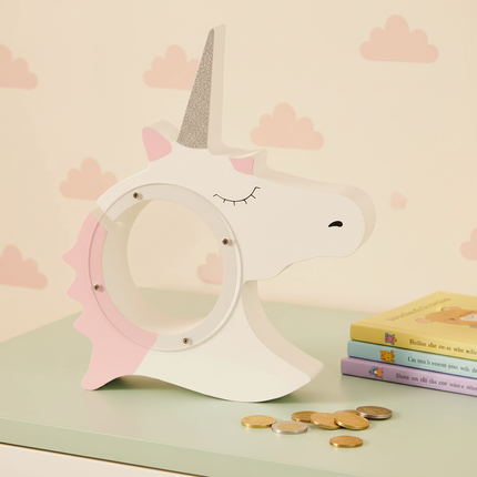 unicorn head piggy bank - lifestyle