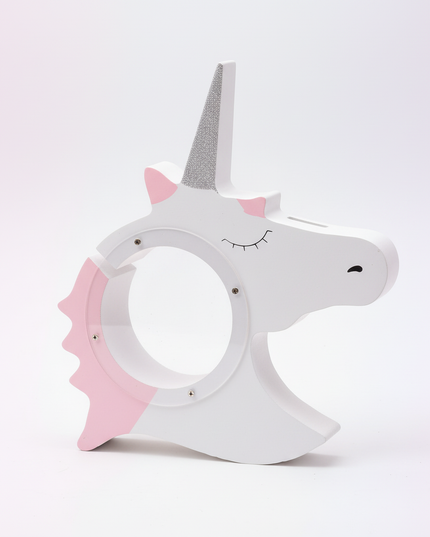 unicorn head piggy bank - white-bg