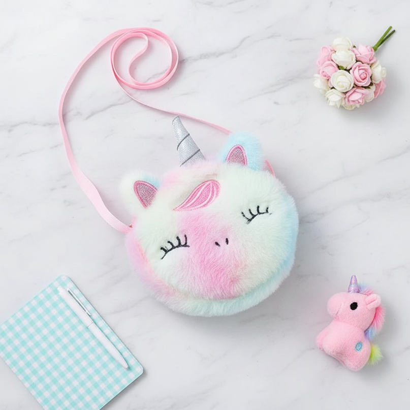 unicorn head purse - flat-lay