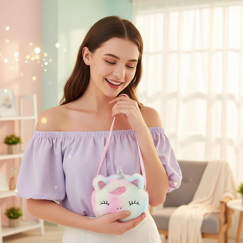 unicorn head purse - in-use