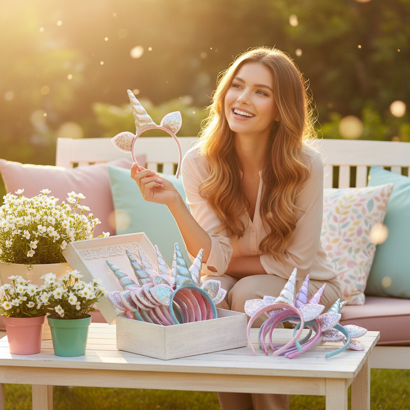 unicorn headband bulk pack - in-use