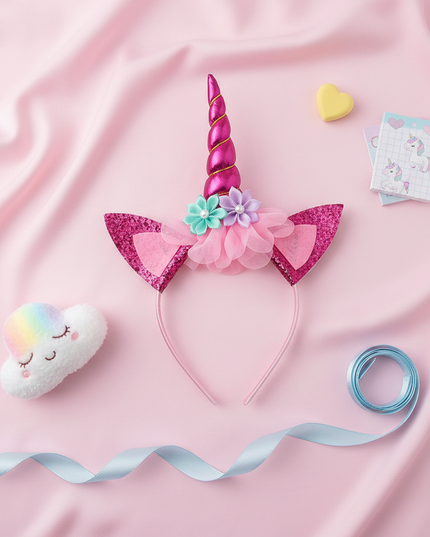 unicorn headband for baby - flat-lay