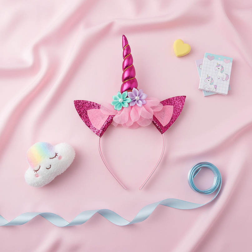 unicorn headband for baby - flat-lay