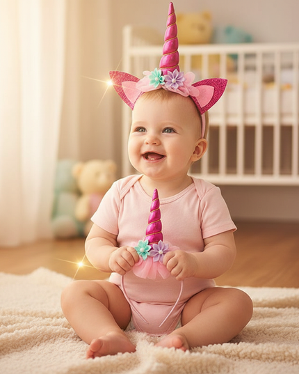 unicorn headband for baby - in-use