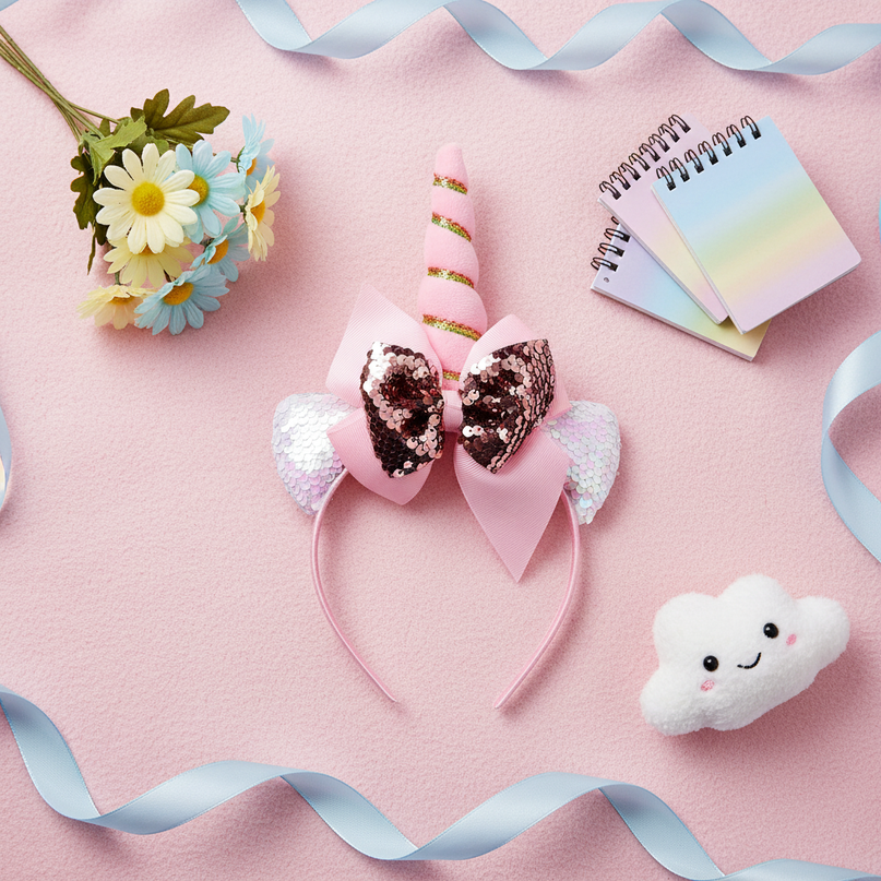 unicorn headband for toddler - flat-lay