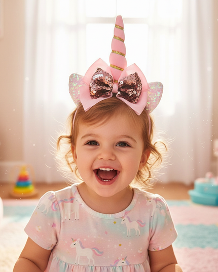 unicorn headband for toddler - in-use