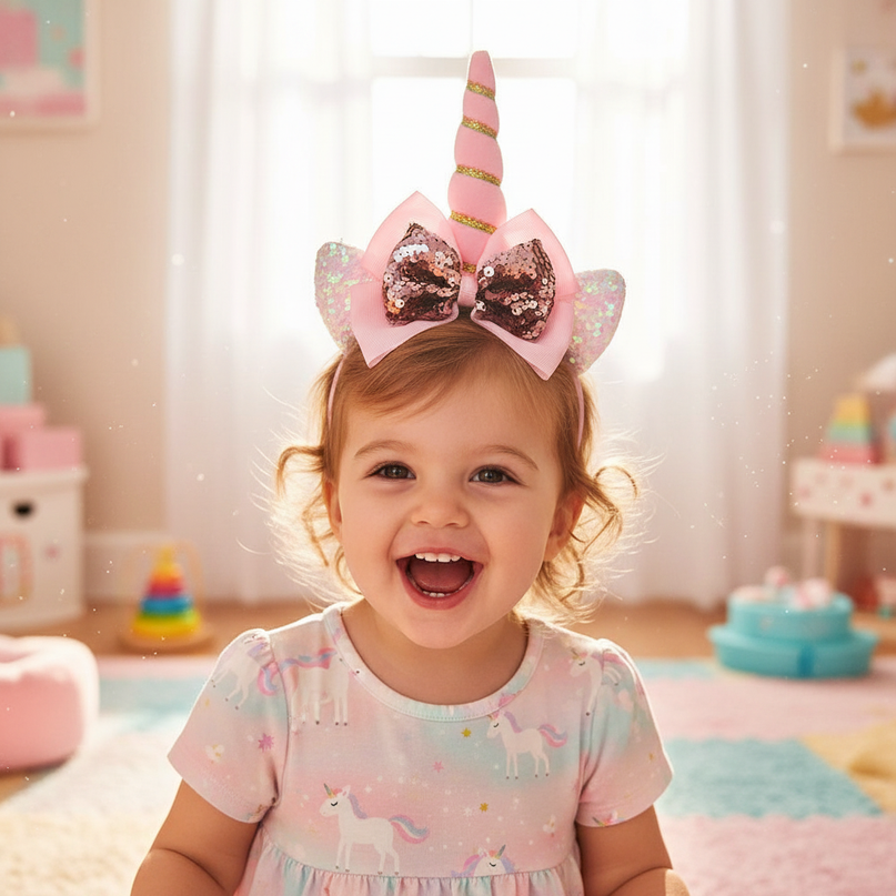 unicorn headband for toddler - in-use