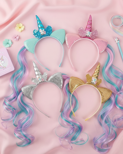 unicorn headband set - flat-lay