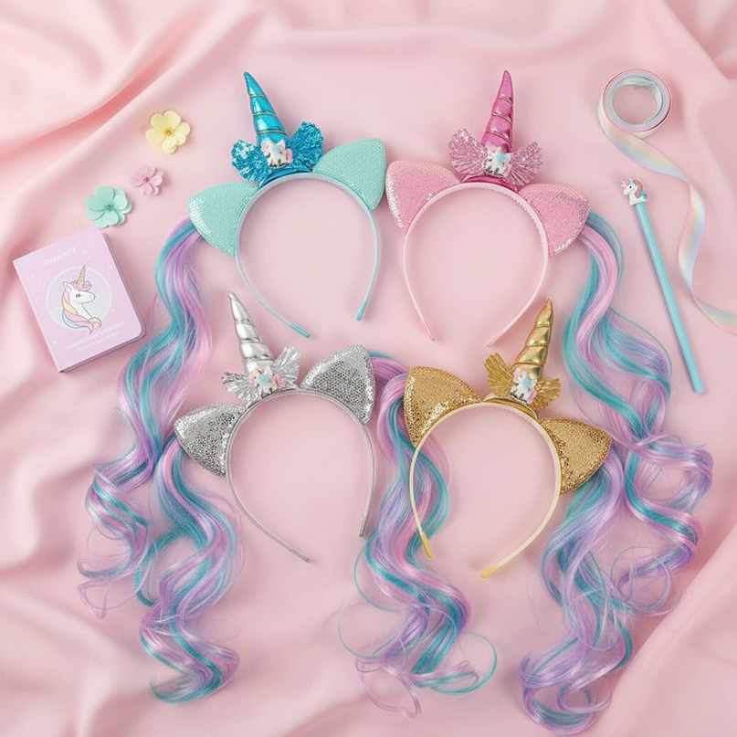 unicorn headband set - flat-lay