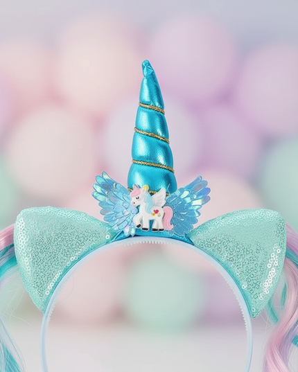 unicorn headband with braids - detail