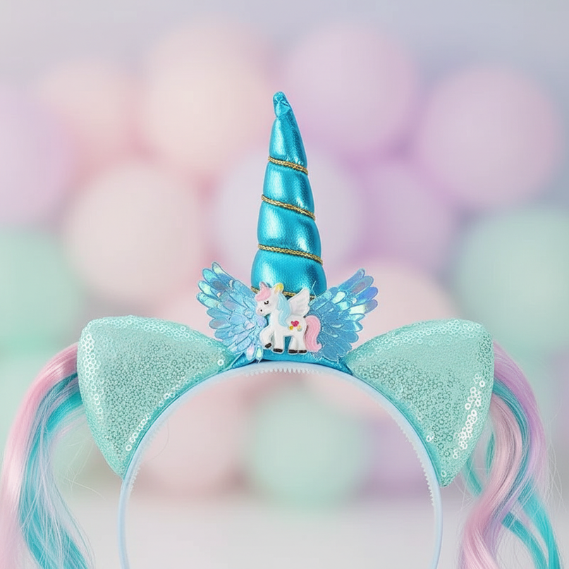 unicorn headband with braids - detail
