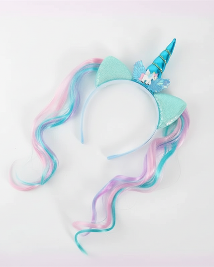 unicorn headband with braids - white-bg