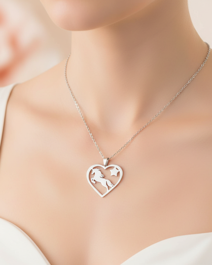 unicorn heart necklace - in-use
