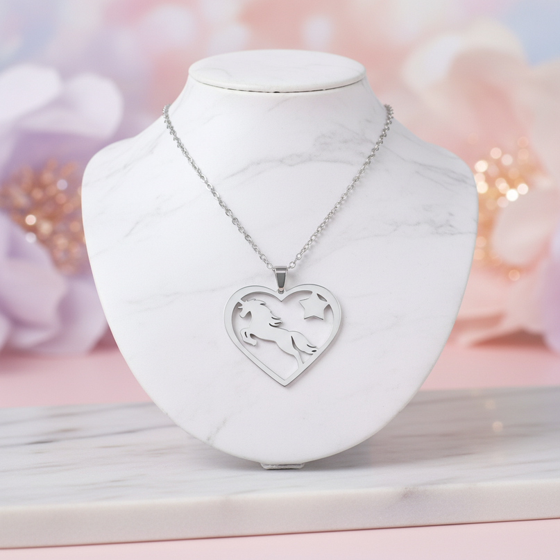 unicorn heart necklace - lifestyle