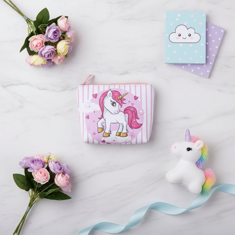 unicorn heart print purse - flat-lay
