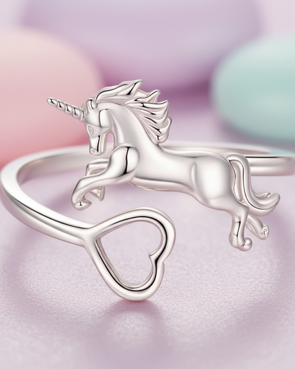 unicorn heart ring - detail
