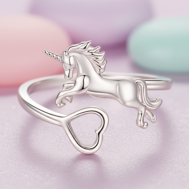 unicorn heart ring - detail