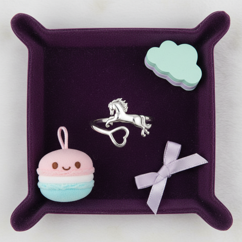 unicorn heart ring - flat-lay