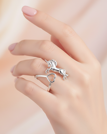 unicorn heart ring - in-use