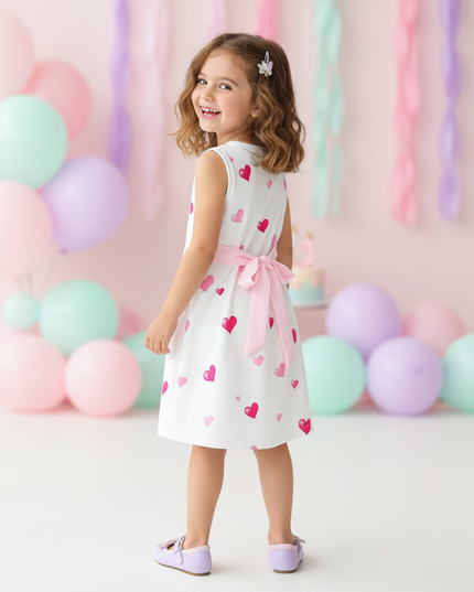 unicorn hearts print dress - back
