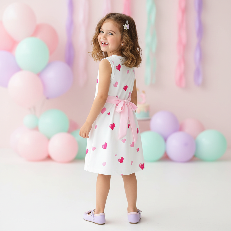 unicorn hearts print dress - back