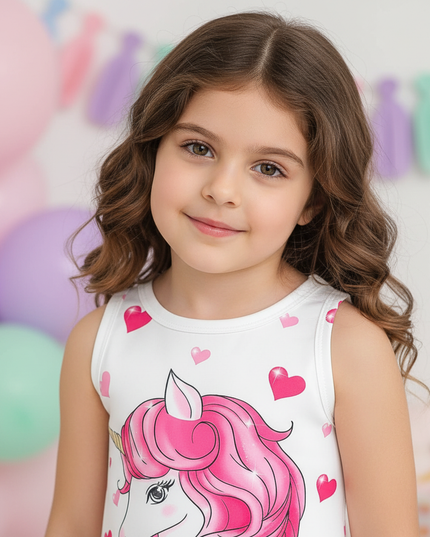 unicorn hearts print dress - detail