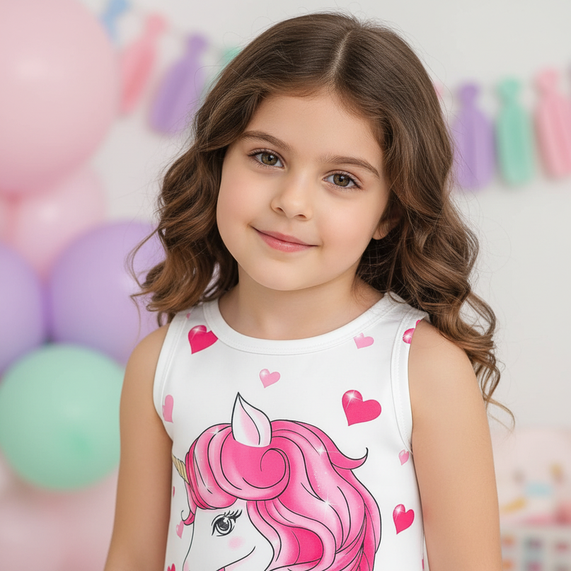 unicorn hearts print dress - detail