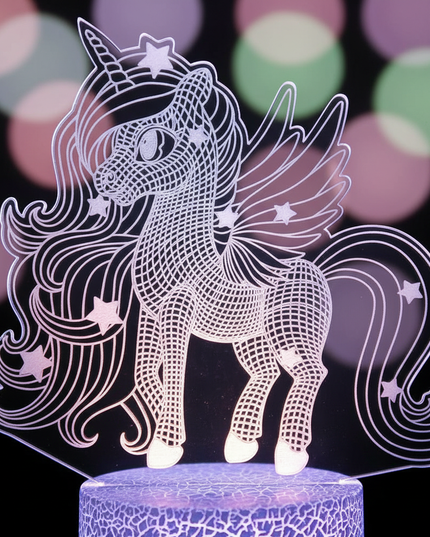 unicorn hologram night light - detail