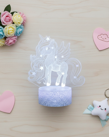 unicorn hologram night light - flat-lay