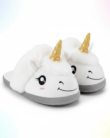 unicorn home slippers - white-bg