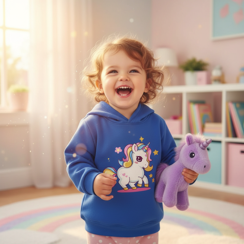 unicorn hoodie for toddlers - in-use