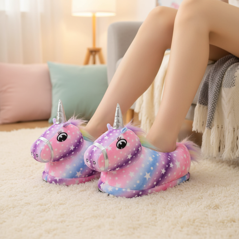 unicorn hoof slippers - in-use