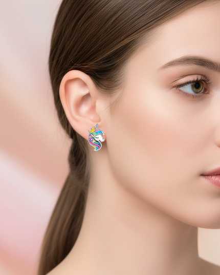 unicorn hoop earrings - in-use