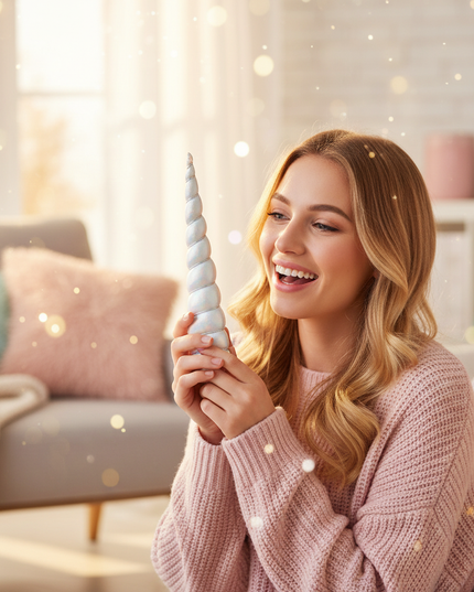 unicorn horn hair clip - in-use