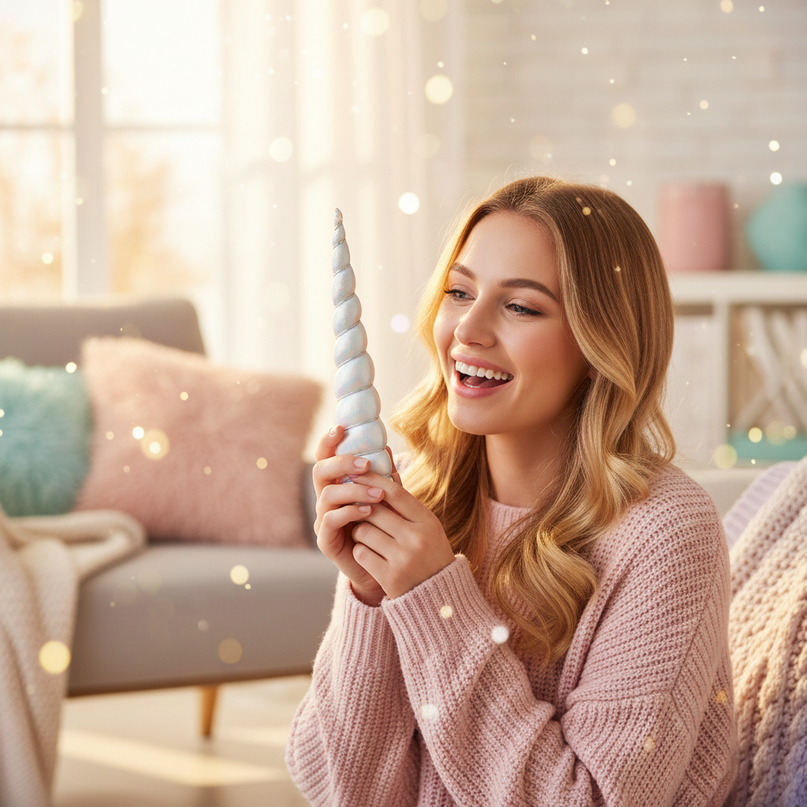unicorn horn hair clip - in-use