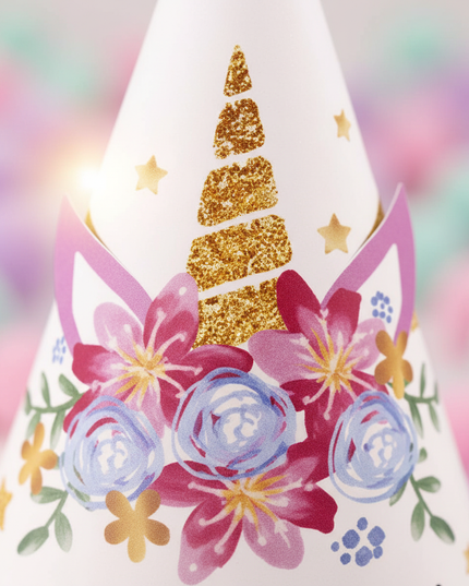 unicorn horn party hats - detail