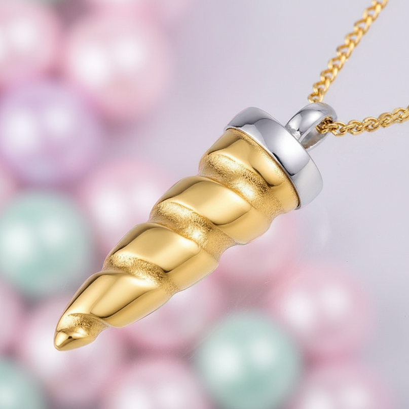 unicorn horn pendant - detail