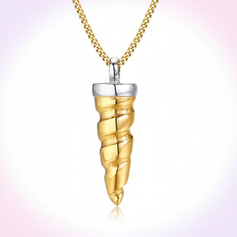 unicorn horn pendant - white-bg