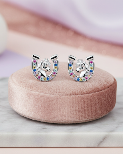 unicorn horseshoe earrings - lifestyle