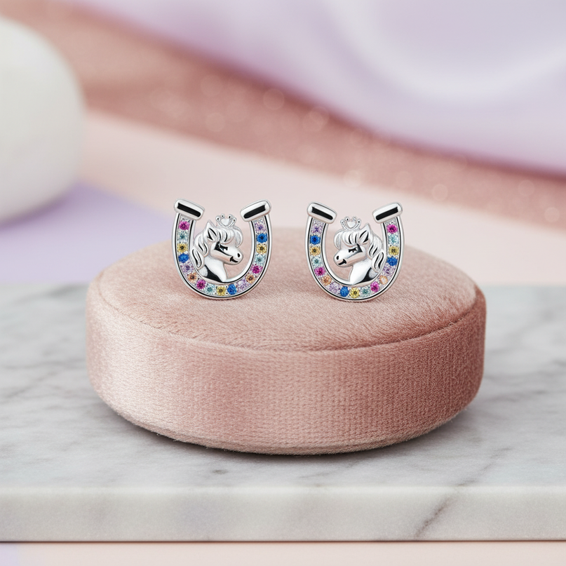 unicorn horseshoe earrings - lifestyle