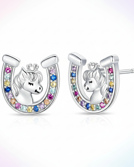 unicorn horseshoe earrings - white-bg