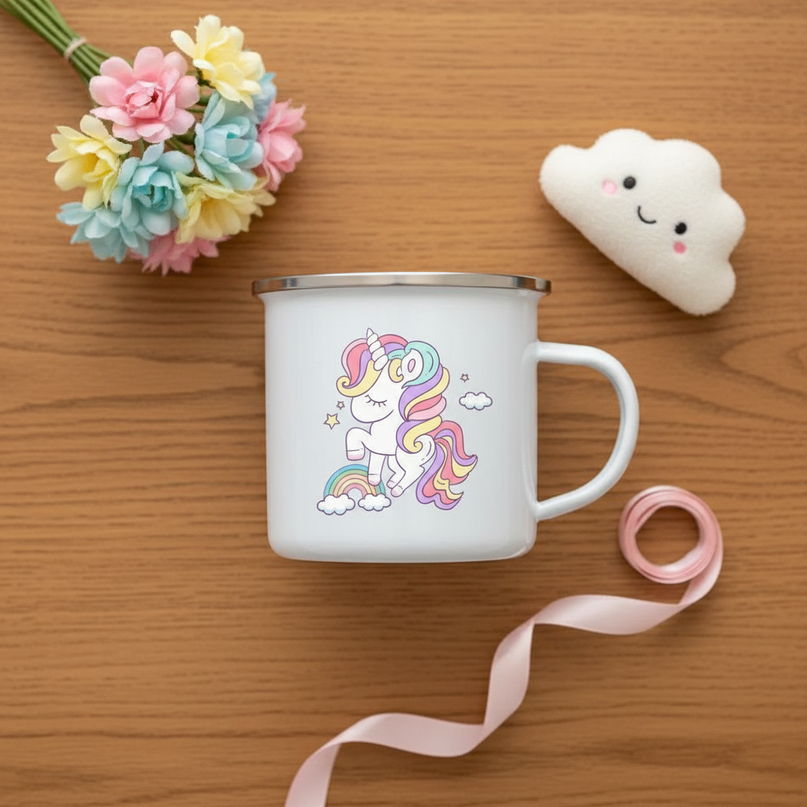 unicorn hot chocolate mug - flat-lay