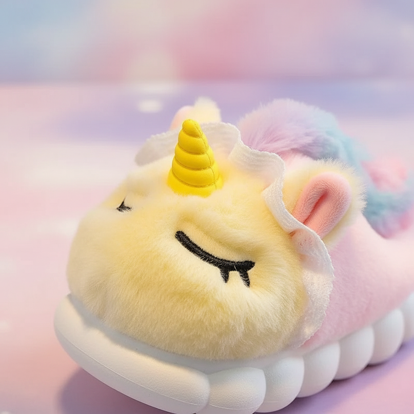 unicorn house slippers - detail