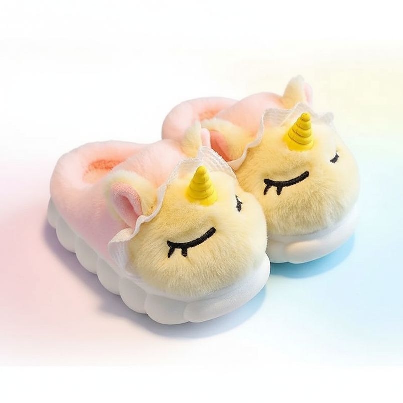unicorn house slippers - white-bg