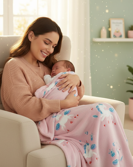 unicorn infant blanket - in-use