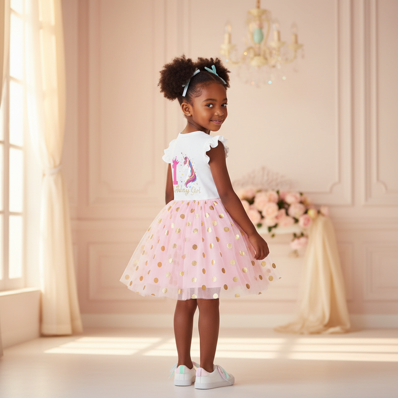 unicorn infant dress - back