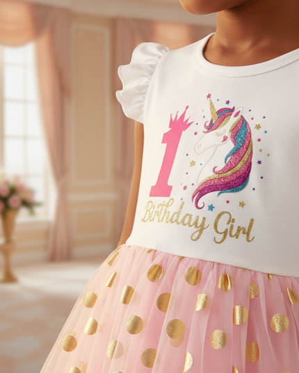 unicorn infant dress - detail