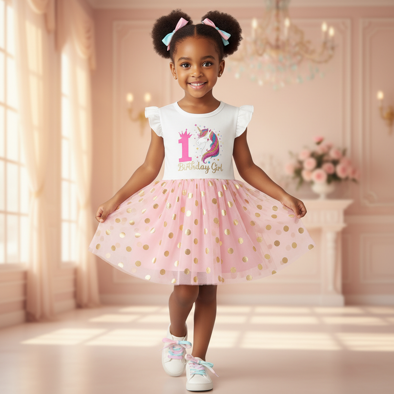 unicorn infant dress - front